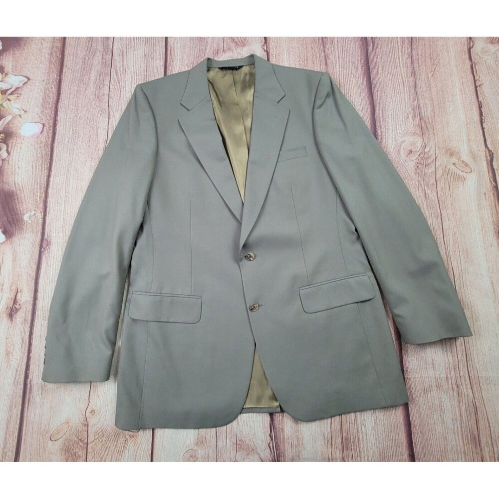 Burberry Men 100% Wool Tweed Tan Herringbone Blazer Jacket Lined - Picture 2 of 16